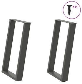 Pernas p/ mesa de jantar 2 pcs em forma de U 60x(72-73) cm aço