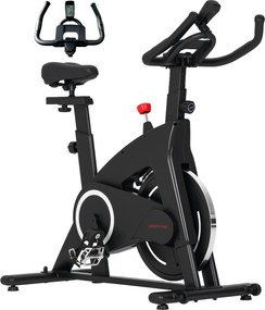 Bicicleta Estática Bicicleta Fitness com Volante de Inércia de 15 kg Ecrã LED Guiador e Assento Ajustável 108x53x111 cm Preto