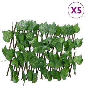 Treliça de videira artificial extensível 5 pcs 180x20 cm verde