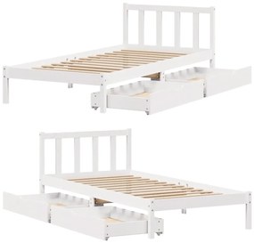 Cama sem colchão 100x200 cm madeira de pinho maciça branco