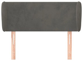 Cabeceira de cama c/ abas veludo 93x23x78/88 cm cinzento-escuro
