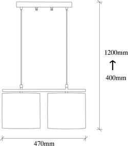 Candeeiro de Teto Valiz – Creme e Preto – 47 x 20 cm