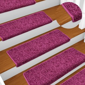 vidaXL Tapete/carpete para degraus 15 pcs 65x21x4 cm violeta