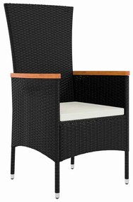 Conjunto de Jantar de Jardim 5 pcs Preto 80 x 80 x 73 cm