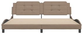 Estrutura cama cabeceira 200x200 cm couro artificial cappuccino