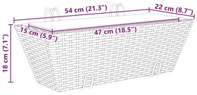 Canteiros com ganchos 2 pcs vime PE cinzento