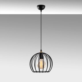 Candeeiro de Teto Teltrio – Preto e Dourado – 25 x 25 x 36-116 cm