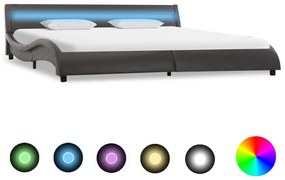 Estrutura de cama c/ LEDs 180x200 cm couro artificial cinzento