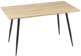 HOMCOM Mesa de Jantar Retangular para 4 Pessoas com Tampo em Efeito Madeira e 4 Pés em Aço 140x80x76 cm Preto | Aosom Portugal