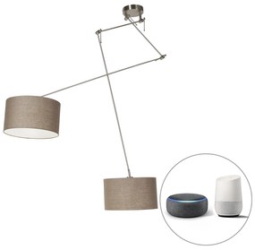LED Candeeiro de suspensão inteligente em aço com cúpula 35 cm bege incl. 2 Wifi A60 - Blitz Moderno