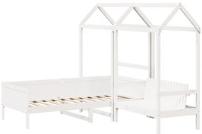 Conj. sofá-cama e banco c/ telhado 90x190cm pinho maciço branco