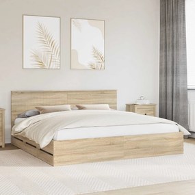 vidaXL Estrutura da Cama com gaveta Carvalho Sonoma 200 x 200 cm