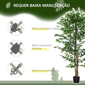 Planta Figueira Artificial com Tronco Realista 180 cm  Vaso e 1260 Folhas Decoração para Casa Verde