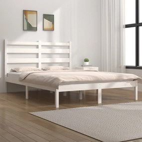 Estrutura de cama 140x190 cm madeira de pinho maciça branco