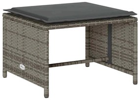 5 pcs conjunto sofás de jardim c/ almofadões empilhável vime PE