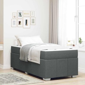 vidaXL Estrutura da Cama com colchão Cinza Escuro 90 x 190 cm tecido