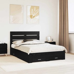 vidaXL Estrutura da Cama com gaveta Carvalho Preto 140 x 200 cm
