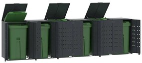vidaXL Abrigo para 6 caixotes do lixo 414x79x117 cm aço antracite