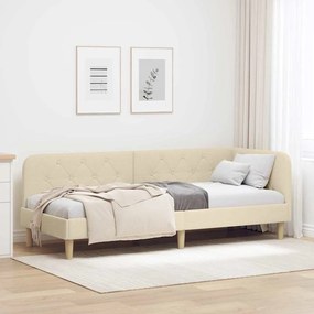 vidaXL Estrutura de Cama de Canto Creme 80 x 200 cm tecido