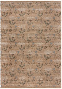 Tapete de juta artesanal de tecelagem plana Arriana Floral