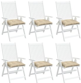 Almofadões de cadeira 6 pcs 40x40x7 cm tecido oxford bege