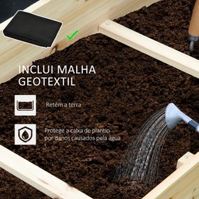 Outsunny Caixa de Plantio de Madeira de 3 Níveis Horta Vertical em Escada com Malha Geotextil para Cultivos de Plantas Flores para Jardim Terraço Exterior 117x100x54cm Natural