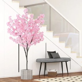 Arvore Cerejeira artificial 190 cm de altura Planta de flores sintéticas com 1170 flore Vaso de plantas Decoração de escritório em casa cor-de-rosa