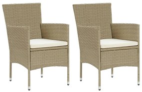 vidaXL Cadeiras de jantar para jardim 2 pcs vime PE bege