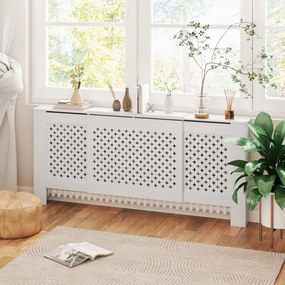 Cobertura para radiador ajustável 136-200 x 21,5 x 91,7 cm, design contemporâneo, comprimento extensível , branco