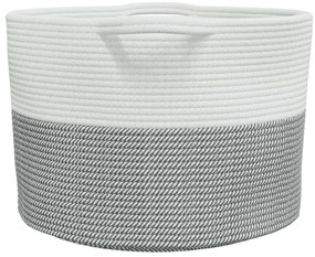 Cesto de arrumação Ø55x36 cm algodão cinzento e branco