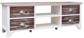 vidaXL Móvel de TV 115x30x40 cm madeira paulownia branco e castanho