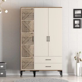Roupeiro Kumsal PT – Nogueira e Creme – 120x47,5x201,4 cm