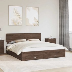 vidaXL Estrutura da Cama com cabeceira Carvalho Marrom 180 x 200 cm