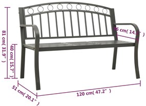 Banco de jardim com mesa 120 cm aço cinzento