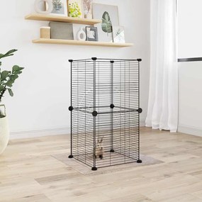Gaiola p/ animais de estimação com 8 painéis 35x35 cm aço preto