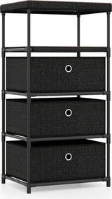 Cómoda com  3 gavetas gavetas de tecido 40 x 30 x 81 cm com superfície de madeira e estrutura metálica Castanho rústico e preto