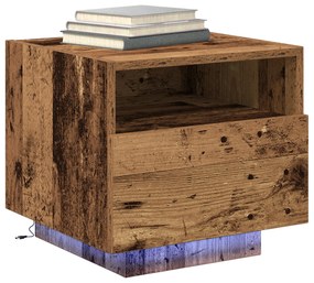 Camas de cabeceira vidaXL com luzes LED 2 pcs Madeira antiga 40x39x37