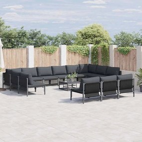 vidaXL Conjunto de Sofá de Jardim 13 pcs Cinzento-escuro Aço