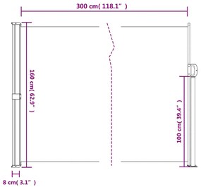 Toldo lateral retrátil 160x300 cm azul