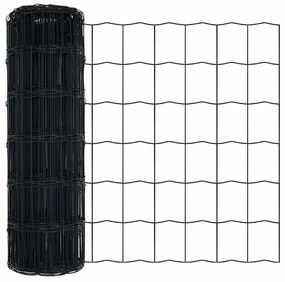 Cerca Euro com 13 Postes de Espeto 1x25 m em Aço Galvanizado Cinzento