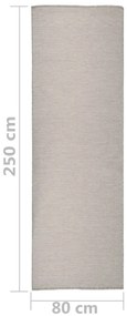 Tapete de tecido plano p/ exterior 80x250 cm cinza-acastanhado
