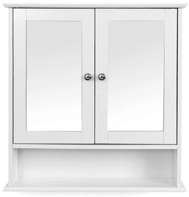 Armário de espelho com porta dupla 56 x 58 x 13 cm branco