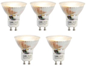 Conjunto de 5 lâmpadas LED reguláveis em Kelvin com 3 níveis de intensidade GU10 3W 180lm 2000K-2700K