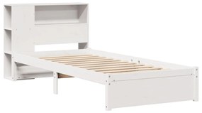 Cama com estante sem colchão 90x200 cm pinho maciço branco