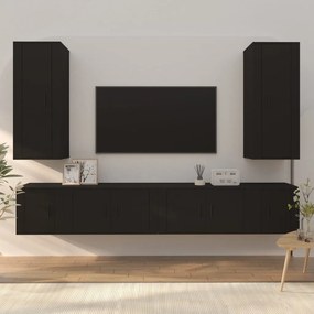 vidaXL Conjunto móveis de TV 6 pcs madeira processada preto