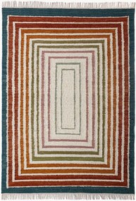Tapete de lã bouclé artesanal de tecelagem plana Frame