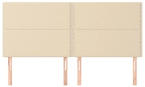 Cabeceira de cama 4 pcs tecido 90x5x78/88 cm creme