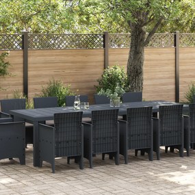 Conjunto de Jantar vidaXL de 13 Peças com Almofadas Antracite Vime Polimérico