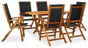 7 pcs conjunto de jantar exterior madeira acácia maciça
