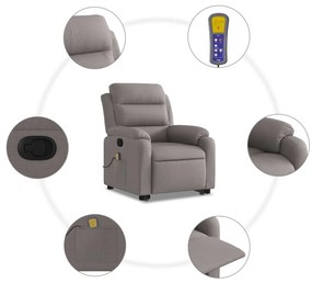 Poltrona elevatória de massagens tecido cinzento-acastanhado